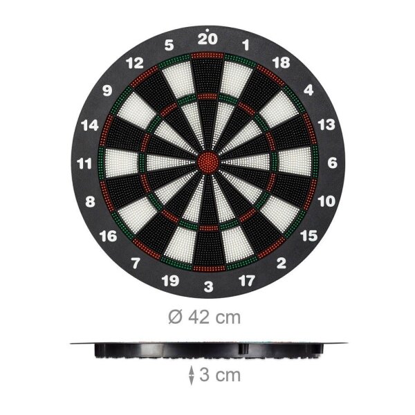 relaxdays Dartscheibe mit Darts schwarz