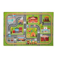 relaxdays Spielteppich Kleinstadt grün/bunt 100,0 x...