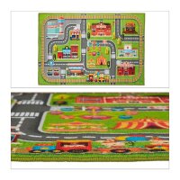 relaxdays Spielteppich Kleinstadt grün/bunt 100,0 x...
