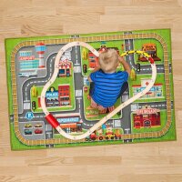 relaxdays Spielteppich Kleinstadt grün/bunt 100,0 x 150,0 cm