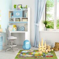 relaxdays Spielteppich Kleinstadt grün/bunt 100,0 x 150,0 cm