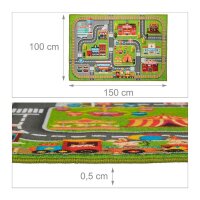 relaxdays Spielteppich Kleinstadt grün/bunt 100,0 x 150,0 cm