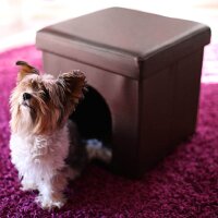 relaxdays Sitzhocker mit Hundebox braun 38,0 x 38,0 x 38,0 cm