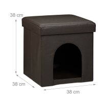relaxdays Sitzhocker mit Hundebox braun 38,0 x 38,0 x 38,0 cm
