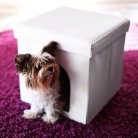 relaxdays Sitzhocker mit Hundebox weiß 38,0 x 38,0 x 38,0 cm