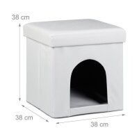 relaxdays Sitzhocker mit Hundebox weiß 38,0 x 38,0 x 38,0 cm
