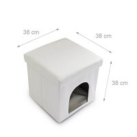 relaxdays Sitzhocker mit Hundebox weiß 38,0 x 38,0 x 38,0 cm
