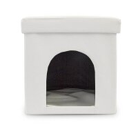 relaxdays Sitzhocker mit Hundebox weiß 38,0 x 38,0 x 38,0 cm