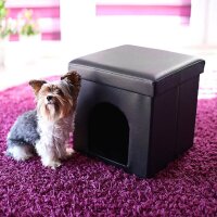 relaxdays Sitzhocker mit Hundebox schwarz 38,0 x 38,0 x 38,0 cm