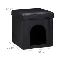 relaxdays Sitzhocker mit Hundebox schwarz 38,0 x 38,0 x 38,0 cm