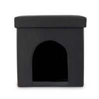 relaxdays Sitzhocker mit Hundebox schwarz 38,0 x 38,0 x 38,0 cm