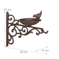 relaxdays Vogeltränke Wandmontage braun 28,0 x 14,0 x 24,0 cm