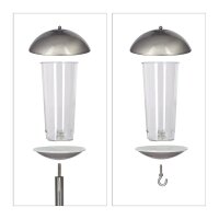 relaxdays Vogelfutterspender silber 20,0 x 20,0 x 172,0 cm