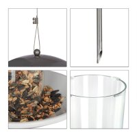 relaxdays Vogelfutterspender silber 20,0 x 20,0 x 172,0 cm
