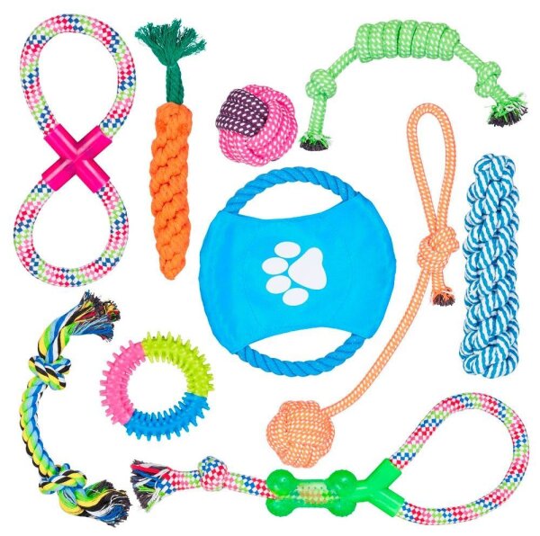 10 relaxdays Hundespielzeug-Set mehrfarbig