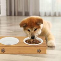 relaxdays Futterstation Hunde/Katzen braun 44,5 x 14,0 x 5,5 cm
