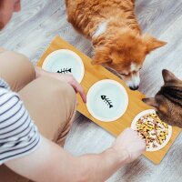 relaxdays Futterstation Hunde/Katzen braun 44,5 x 14,0 x 5,5 cm