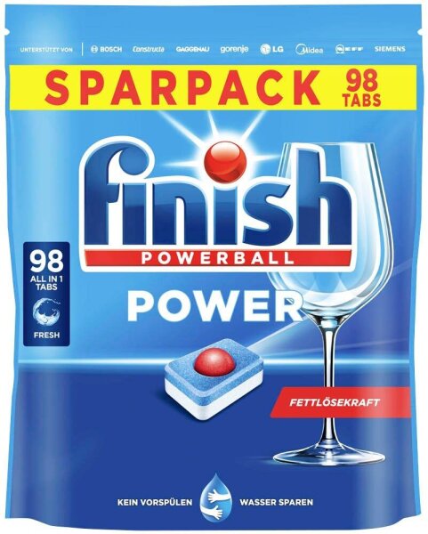 finish POWERBALL POWER ALL IN 1 Spülmaschinentabs 98 St.