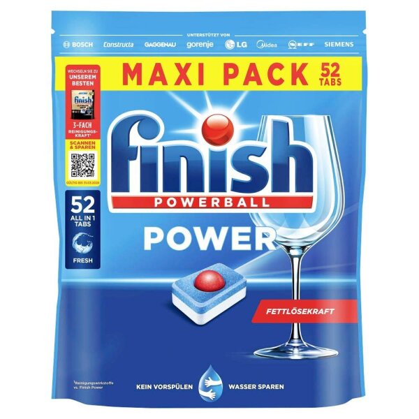 finish POWERBALL POWER ALL IN 1 Spülmaschinentabs 52 St.