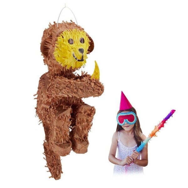 relaxdays Piñata braun/gelb Affe, 1 St.