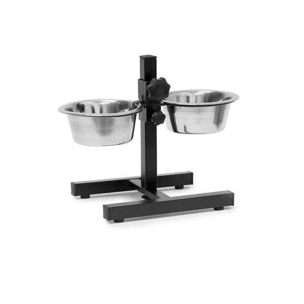 relaxdays Futterstation Hunde/Katzen silber 36,0 x 21,5 x 27,0 cm