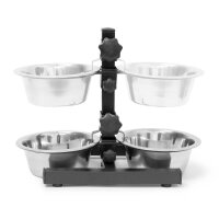 relaxdays Futterstation Hunde/Katzen silber 36,0 x 21,5 x 27,0 cm
