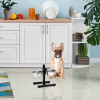relaxdays Futterstation Hunde/Katzen silber 36,0 x 21,5 x 27,0 cm