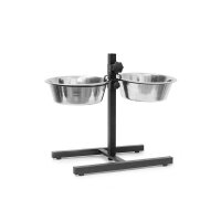 relaxdays Futterstation Hunde/Katzen silber 53,0 x 26,0 x 42,0 cm