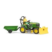 bruder John Deere Sitzrasenmäher mit Anhänger 62104 Spielzeugauto