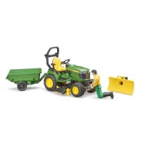 bruder John Deere Sitzrasenmäher mit Anhänger 62104 Spielzeugauto