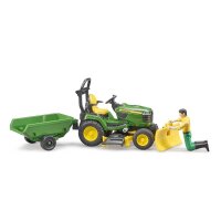 bruder John Deere Sitzrasenmäher mit Anhänger 62104 Spielzeugauto