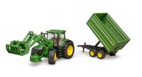 bruder 7R John Deere 350 Traktor mit Frontlader und Tandemachstransportanhänger 3155 Spielzeugauto