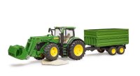 bruder 7R John Deere 350 Traktor mit Frontlader und Tandemachstransportanhänger 3155 Spielzeugauto