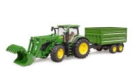 bruder 7R John Deere 350 Traktor mit Frontlader und Tandemachstransportanhänger 3155 Spielzeugauto