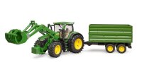 bruder 7R John Deere 350 Traktor mit Frontlader und Tandemachstransportanhänger 3155 Spielzeugauto