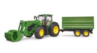 bruder 7R John Deere 350 Traktor mit Frontlader und Tandemachstransportanhänger 3155 Spielzeugauto