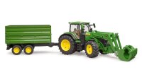 bruder 7R John Deere 350 Traktor mit Frontlader und Tandemachstransportanhänger 3155 Spielzeugauto