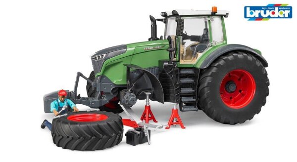 bruder Fendt 1050 Vario Traktor mit Mechaniker und Werkstattausstattung 4041 Spielzeugauto