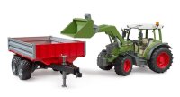 bruder Fendt Vario 211 Traktor mit Frontlader und Bordwandanhänger 02182 Spielzeugauto