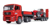 bruder MAN TGA Tieflader mit Manitou Teleskoplader 02774...