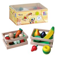 HAPPY PEOPLE® Kaufladen-Zubehör Holzkorb Obst...