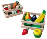 HAPPY PEOPLE® Kaufladen-Zubehör Holzkorb Obst und Gemüse mehrfarbig