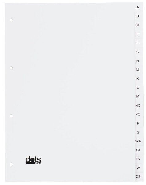 dots Ordnerregister DIN A4 Vollformat A-Z weiß 20-teilig, 5 Satz