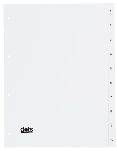 dots Ordnerregister DIN A4 Vollformat 1-10 weiß 10-teilig, 5 Satz