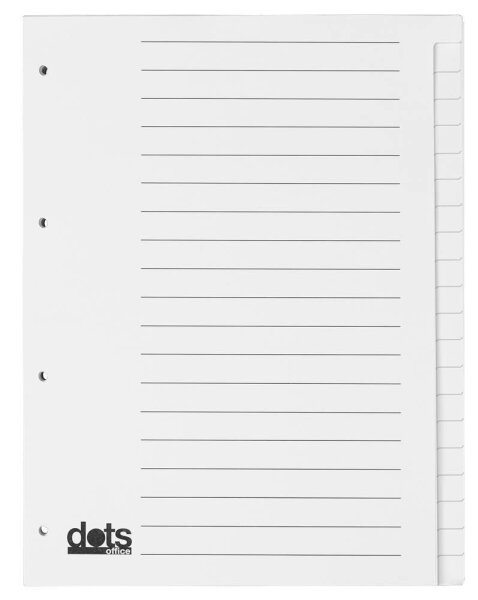 dots Ordnerregister Vollformat blanko weiß 20-teilig, 5 Satz