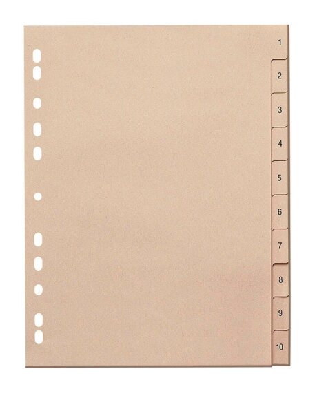 Ordnerregister DIN A4 Vollformat 1-10 chamois 10-teilig, 10 Satz