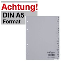 DURABLE Ordnerregister DIN A5 hoch Halbformat, hoch A-Z...