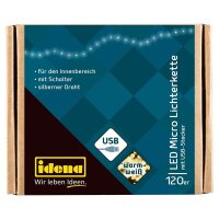 Idena 120er Micro LED Lichterkette silber 13,5 m