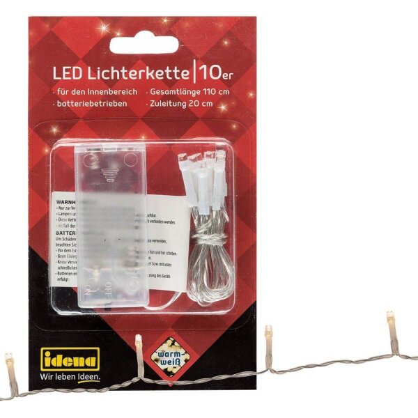 Idena 10er LED Lichterkette transparent 110,0 cm, 1 St.