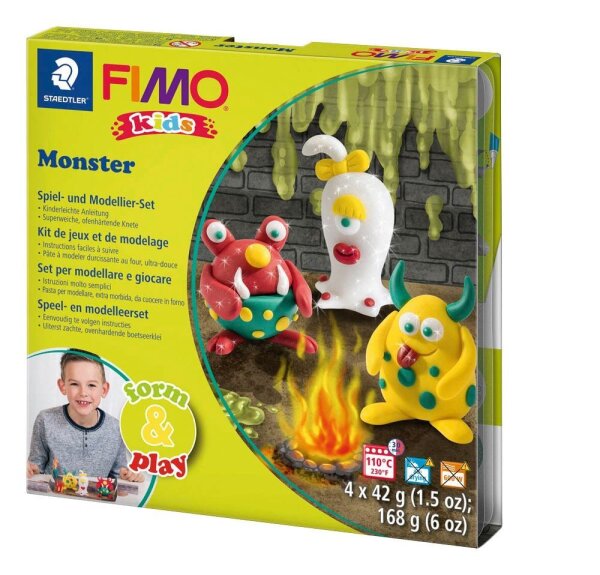 STAEDTLER Modelliermasse FIMO® kids Monster mehrfarbig